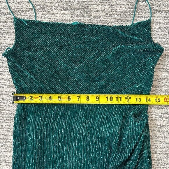 NWT Retrofete Katya Side Slit Evening Gown Large Revolve Green Sequins - Picture 11 of 15